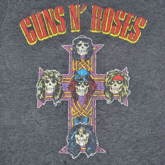 Bravado SS Dark Grey w/ Red Trim Tee "Guns N' Roses" Cross - Size Large - Picture 1 of 4